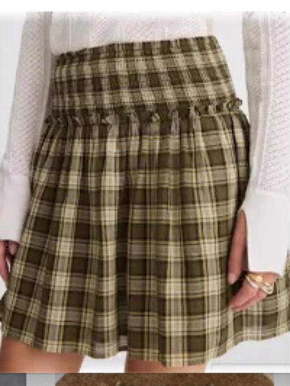 NWT Madewell Plaid Smocked-Waist Mini Skirt in 100% Cotton (M) - Picture 3 of 9